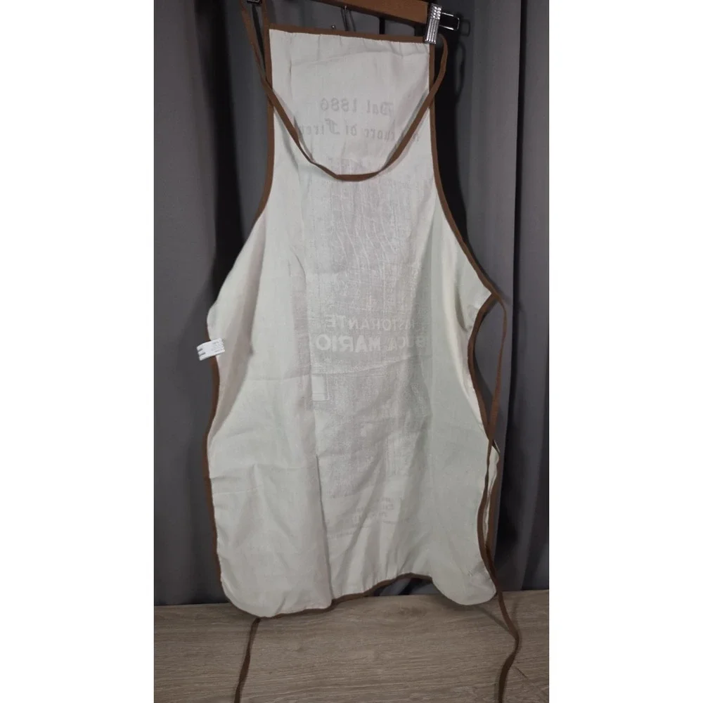 Ristorante Buca Mario Italy Piazza  Cream Brown Trim Apron Historic Florentine